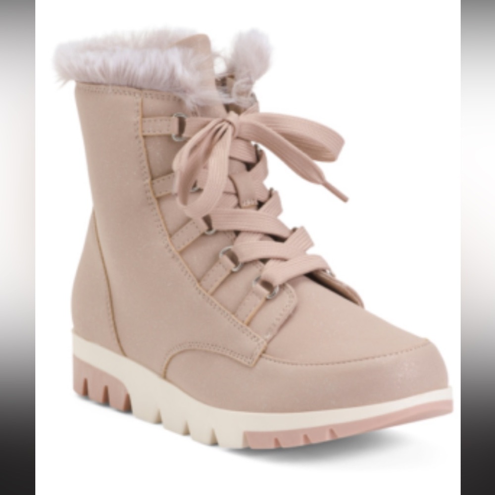 MIA Women's Ankle Lace-Up Boots - Blush Glitter